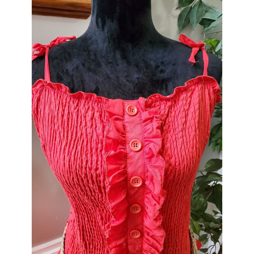 Chesley Women's Red 100% Cotton Sleeveless Casual Knee Length Dress Size L - Picture 2 of 12